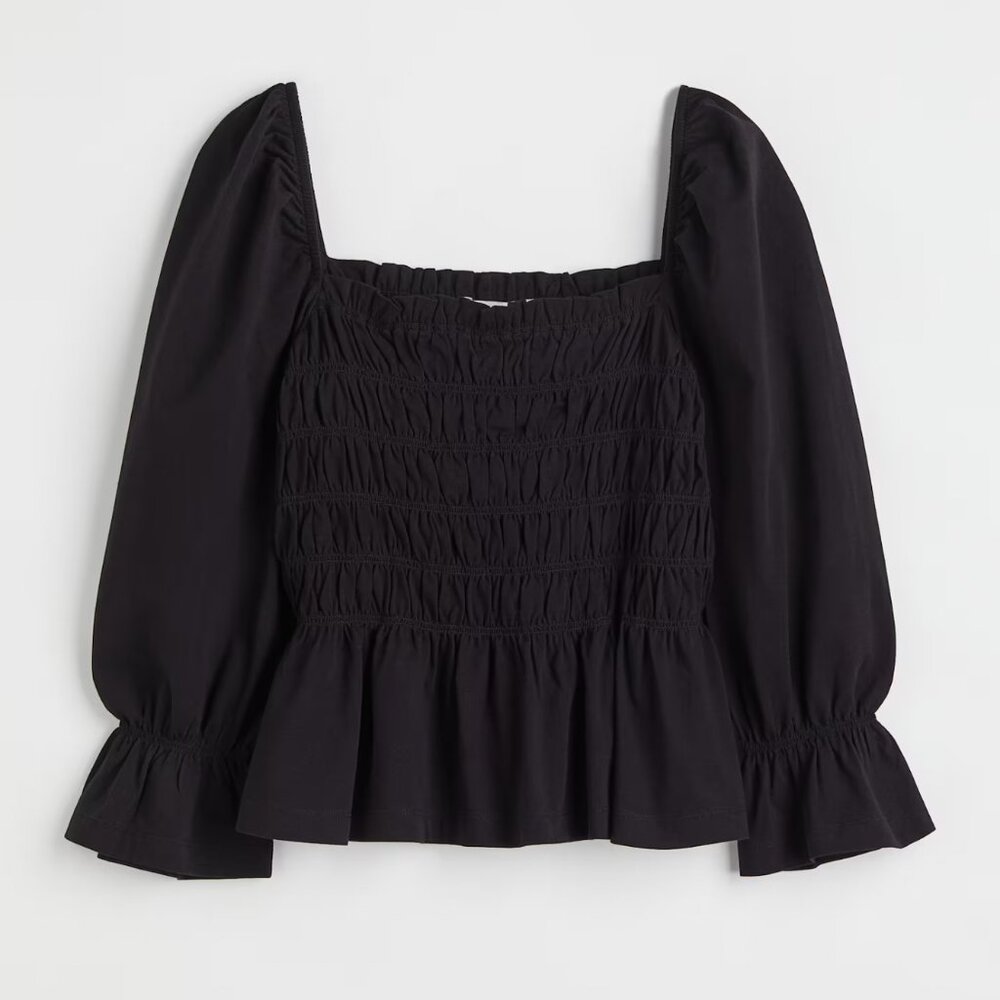 *H&M Black Smocked Top